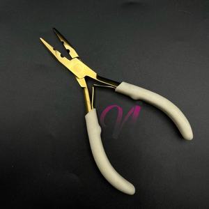 Herramientas de extensión de cabello de acero inoxidable sólido personalizado superventas, alicates de dos agujeros chapados en oro de alta calidad, herramientas de extensión de cabello - Product Image 1