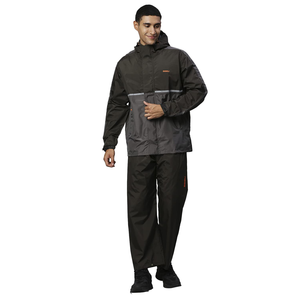 เสื้อกันฝน2ชิ้นเสื้อโค้ทกันน้ำมีฮู้ดและกางเกงชุดกันฝนสวมใส่สำหรับเดินป่าชุดทำงานกลางแจ้ง - Product Image 4