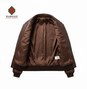 Men's Brown A2 Bomber <b>Synthetic</b> <b>Leather</b> Jacket | Handmade Casual Winter Outerwear | Gift Him - Product Image 3