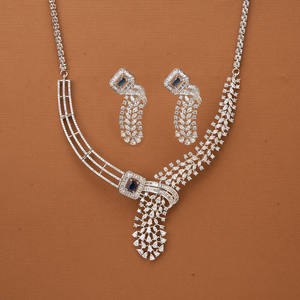 Dernier collier classique en zircon cubique de qualité d'exportation fait à la main plaqué rhodium bijoux de mode - Product Image 1