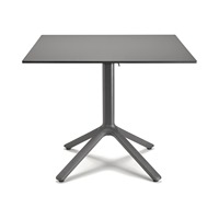 Base de table inclinable H 73 cm en technopolymère, base croisée à 4 pieds, colonne en aluminium pour tables de restaurant et café d'extérieur jusqu'à 100 cm de largeur de plateau