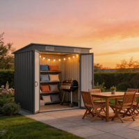 Abri de rangement pour outils en acier d'extérieur |   Armoire de rangement de jardin en métal résistant aux intempéries avec portes verrouillables pour cour, jardin et terrasse