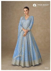 Robe Anarkali longue en soie Georgette haut de gamme avec broderie riche / Salwar Kameez Dupatta traditionnel 2026 pour soirée - Product Image 6
