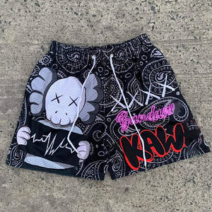 Pantalones cortos de nailon/algodón de talla grande para hombre, de gran tamaño, respetuosos con el medio ambiente, con estampado de logotipo personalizado, sólidos, transpirables, de secado rápido, venta al por mayor - Product Image 5