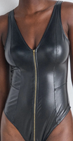 Débardeur court pour femme en cuir écologique respirant, personnalisé, à rayures, style corset sans bretelles, avec broderie, boutons et dentelle