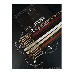 Ceinture fine à boucle dorée en 7 parties, adaptée aux pantalons, chemises, vestes et robes. Multicolore - Product Image 1