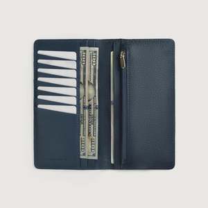 Cameron Blue Genuine Leather Long RFID <b>Wallet</b> Zipper Closure Modern Lady Card Holder Printed Logo Fold Cash Compartment - Product Image 4