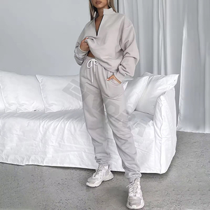 โลโก้ที่กําหนดเองฤดูใบไม้ร่วง 2024 เสื้อผ้าผู้หญิงPullover 2 ชิ้นกางเกงHoodieชุดJoggerเหงื่อชุดSweatpantsและHoodieชุด - Product Image 2