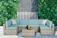 Ensemble de canapés de jardin contemporains en polyrotin de qualité supérieure avec table basse pour cour - Résistant aux intempéries et écologique