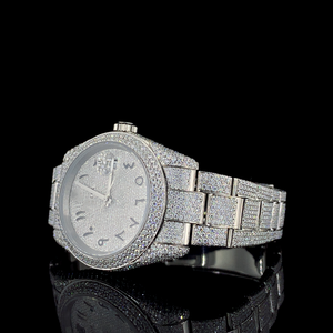 Montre automatique à quartz en acier inoxydable avec cadran en verre, de style hip-hop sportif et tendance, avec une qualité de moissanite VVS. - Product Image 3