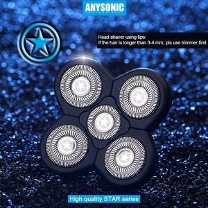 Cabezales de Repuesto Universales para Afeitadora Eléctrica para Hombre, Resistentes al Agua IPX7, 5 Cuchillas, Negras, Triple Cuchilla, Lavables, para Cara y Cuerpo, Afeitadora Rotatoria - Product Image 6