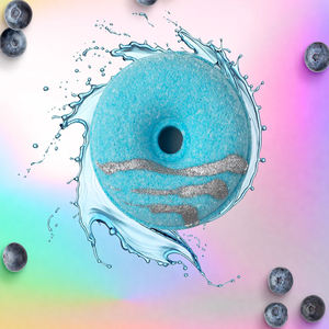 Bombe de bain à la saveur de beigne aux bleuets avec des huiles essentielles pour la relaxation et l'adoucissement de la peau, OEM, étiquette privée, vente en gros, exportateur en vrac - Product Image 3