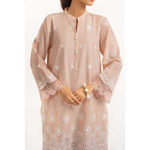 Traje de Verano de 3 Piezas para Mujer, Color Durazno, con Bordado Schiffli - Product Image 5