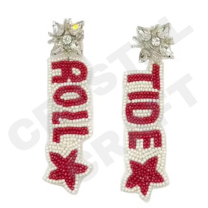 Pendientes Doris con cuentas para mujer Color patriótico naranja blanco azul para boda o Día de los Caídos - Product Image 3