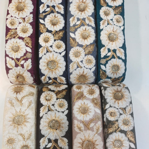 Trendy High Quality Ethnic Style Luxury Handmade Sequin Mesh Embroidered Lace Fabric - Product Image 1