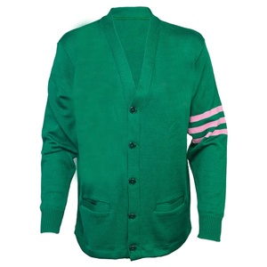 Suéter Cárdigan Informal de Invierno con Cuello en V, Mangas Largas, Diseño a Cuadros, Unisex, Grosor Estándar, Cierre de Botones, Transpirable, Bordado - Product Image 1