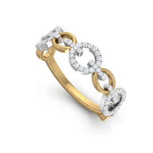 Anillo Moderno y Elegante de Oro de 14K con Diseño de Círculos Entrelazados y Diamante de Corte Brillante Redondo para Mujer - Product Image 1