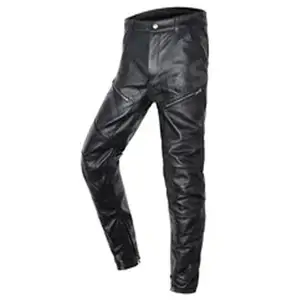 Custom Designer Trendy Streetwear Zwarte Leren Broek Groothandel Taps Toelopende Skinny Jeans Gestapelde Broek Heren