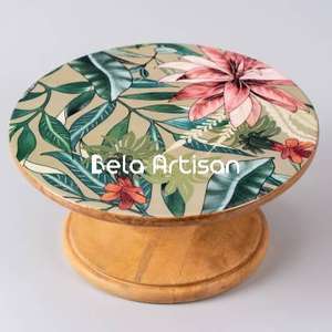 Soporte de pastel de madera con textura gris floral para bodas y exhibiciones de panadería Suministro a granel Herramientas para pasteles - Product Image 6