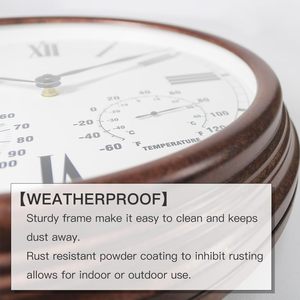 Relógio de Parede Vintage com Termômetro e Higrômetro 3 em 1, Estrutura de Ferro Forjado Dupla Face, Funciona com Bateria - Product Image 5