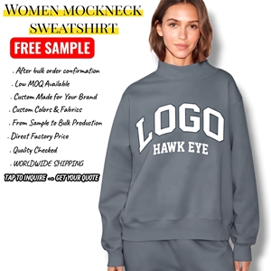 เสื้อสเวตเชิ้ตผ้าฟลีซคอเต่าแบบกลับด้านได้ แขนยาวทรงโอเวอร์ไซส์ สำหรับผู้หญิง ฤดูใบไม้ร่วง/ฤดูหนาว พิมพ์ลายโลโก้ตามสั่ง ผลิตจากผ้าฝ้าย 100% - Product Image 1