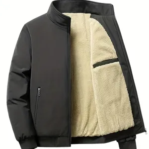 Produk baru jaket pria warna Solid jaket kasual lengan panjang ritsleting olahraga Gym kerah berdiri mantel