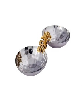 LUJO SOPORTE DECORATIVO CHAPADO EN ORO CON CUENCO MARTILADO PULIDO para NUECES y FECHAS CUENCO DECORATIVO COLECCIÓN RAMZAN - Product Image 1