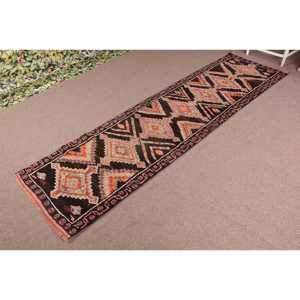 Turkish Runner Rug 2.7x9.6 ft, <b>Brown</b> Pink Camouflage Rug <b>Wool</b> - Product Image 2