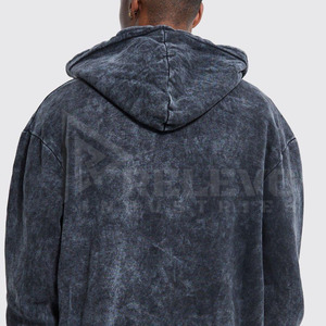 Nueva Sudadera con Capucha Lisa de Hombros Caídos, Lavado Ácido, Totalmente Personalizable, con Cremallera, Sólida, de Invierno, Estilo Urbano para Hombre, 2 Piezas, Alta Calidad, Transpirable - Product Image 5