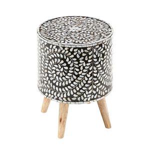 Table basse moderne de luxe faite à la main avec incrustation d'os et motif nature morte complexe, mobilier de salon pour mariage - Product Image 1