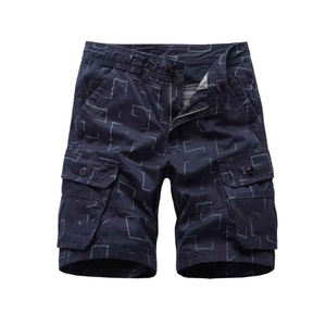 Hot Summer 6-Pocket Elastic Waist Mid Cargo <b>Shorts</b> for <b>Men</b> Solid Casual Canvas Pants for Gym Outdoor Use - Product Image 1