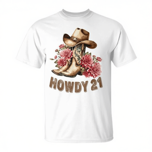 เสื้อยืดวันเกิดครบรอบ 21 ปี สไตล์คาวเกิร์ลตะวันตก สำหรับสาววัย 21 ปี  แบบปรับแต่งได้ - Product Image 3