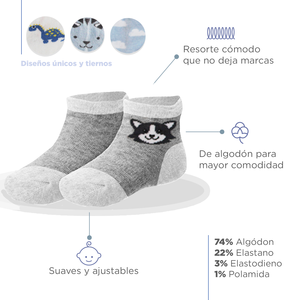 Lot de 3 paires de chaussettes pour bébé garçon en coton 100% tricoté, respirantes, antidérapantes, style décontracté, avec motif de dessin animé imprimé pour l'été et le printemps - Product Image 2