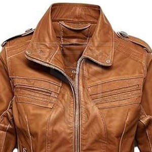 Veste en cuir de qualité supérieure pour femmes, couleurs personnalisées, col montant en tricot respirant pour l'hiver, teinture unie, prix de gros - Product Image 2