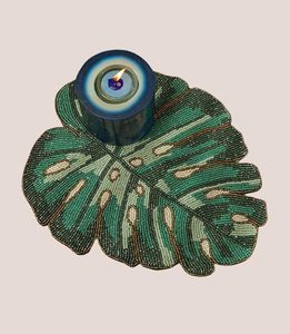 Handmade Multicolor Beaded <b>Table</b> <b>Mat</b> Beautiful Leaf Design Green Decorative Wedding Party <b>Mats</b> & Pads Decorative <b>Table</b> Coverings - Product Image 1