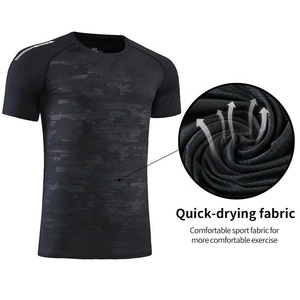 เสื้อยืดผู้ชายแขนสั้นผ้าถักแบบสปอร์ตแห้งเร็วเสื้อออกกำลังกายสำหรับใส่วิ่งกลางแจ้งในฤดูร้อน - Product Image 4