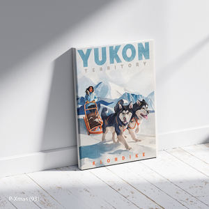 Modern Yukon Territory Dog <b>Sledding</b> Canvas Poster with <b>Wood</b> Frame HD Print - Product Image 4