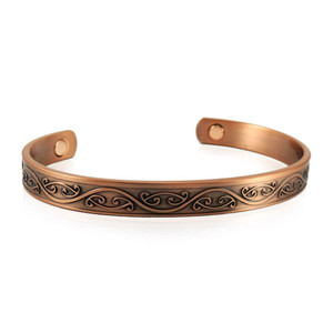 Engraved Swirl Design Pure <b>Copper</b> Cuff <b>Bracelet</b> (Adjustable) - Product Image 2