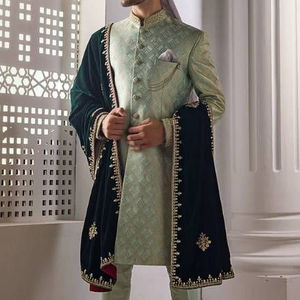 2023 elegante bordado estola Sherwani talla grande traje de boda pantalones transpirables zapatos a juego nuevo diseño fiesta-desgaste para bodas - Product Image 1