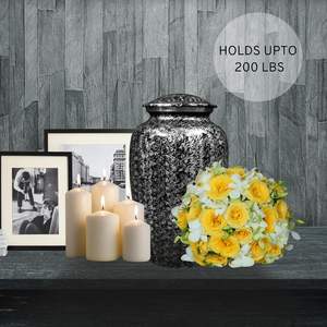 Urne funéraire en aluminium fabriqué à la main en argent noir pour adultes souvenir de cendres funéraires durables sécurisées taille personnalisée - Product Image 4