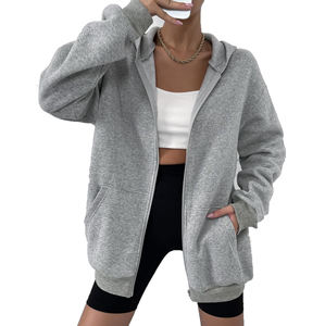 2025 fabricants sweat à capuche personnalisé sweats à capuche thermiques surdimensionnés femmes épaule tombante sweat à capuche zippé - Product Image 1