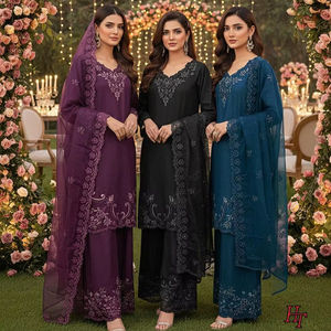 ชุดชาลวาร์ คามีซผ้าคริสตัลวิสโคส พร้อมกางเกงเข้าชุด และผ้าคลุมไหล่ดูปัตตาผ้าออร์แกนซ่าเนื้อหนา งานฝีมือประณีต ให้ลุคสง่างาม - Product Image 1