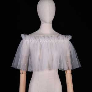 Bridella VG112-W-1 <b>Black</b> Pearl & Mesh <b>Shawl</b> & Scarf with Soft Drape and Warm Wrap for Weddings Proms Formal Events - Product Image 2