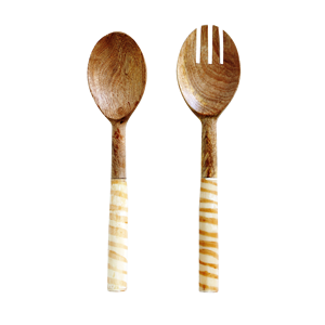 Serveurs à salade en bois vivants Ensemble de serveurs à salade faits à la main Produit en bois pour la cuisine à domicile - Product Image 2