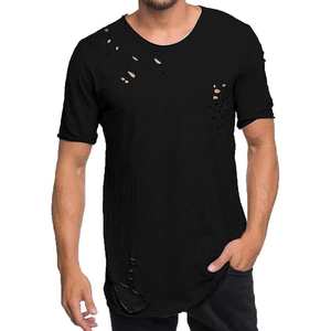 Streetwear 100% coton Meilleur fournisseur Quantité en vrac T-shirt en détresse Logo personnalisé T-shirt en détresse à la mode - Product Image 1