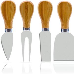 Modern <b>Wooden</b> Handle Stainless Steel Silver Plated Cheese Slicer <b>Set</b> For Restaurant and Wedding Cheese Cutting Tools - Product Image 1