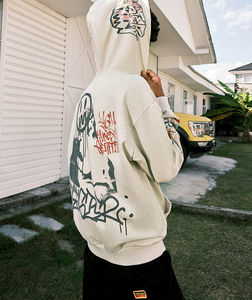 Sweat à capuche unisexe long noir épais d'hiver avec broderie 3D en caoutchouc de libellule sur le devant, 100% coton - Product Image 3