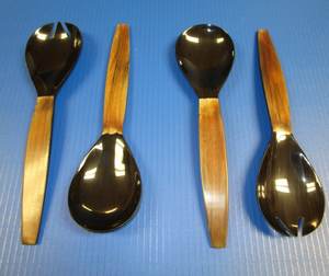 Brown & Black Buffalo Horn Cutlery Set Unique Luxury Light Horn Serving <b>Tools</b> for Salad <b>Top</b> Selling in India - Product Image 3