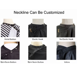 Casquette de coiffeur unisexe avec logo personnalisé de haute qualité Capes de salon en polyester bleu marine imperméable à l'eau Capes de coiffeur à la mode Robe de coiffeur - Product Image 4