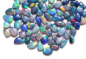 คุณภาพสูงธรรมชาติออสเตรเลียออปเลต์สีดำโอปอล Cabochon เรียบ8x6mm-14x8mm อัญมณีหลวมสำหรับการทำเครื่องประดับ - Product Image 5